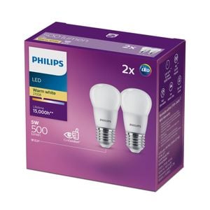Philips B35 E27 LED 500Lm Warm White 5W Fancy Round - 2 Pack