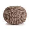vidaXL Hand-Knitted Pouffe Cotton 50x35cm Brown Foot Rest Stool Seat Ottoman