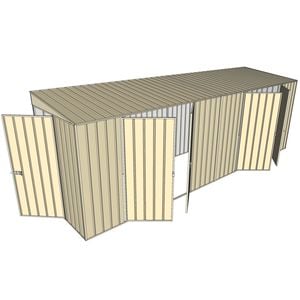 Build-a-Shed 1.5 x 6 x 2m Hinged Door Tunnel Shed With 2 Double Hinged Side Doors - Cream