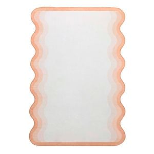 Loopsie-320cm X 230cm-bitonto Tonal Peach And Cream Scalloped Washable Rug