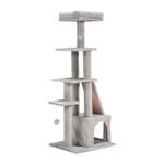 Petzly Cat Tree Tower Scratching Condo House Bed 125cm Beige/Dark Grey/Grey