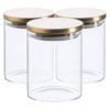 Argon Tableware Glass Storage Jar - Gold Lid - 750ml - Modern Round Scandi Organisation Container Glass Jar - Set Of 3