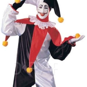s Jester Clown Costume Circus Funny Halloween Fun Jingles Fancy Dress Party