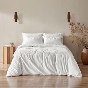 Serene 400TC Bamboo Cotton Sateen Quilt Cover Set White - Super King Bed