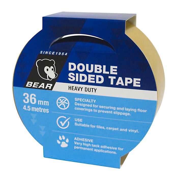 Bear 36mm x 4.5m White Double Sided Tape - 36mm
