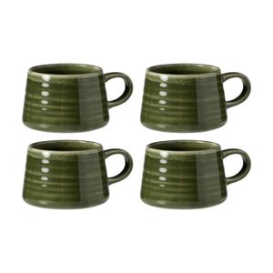 4PK Ecology Ottawa Stoneware Macchiato Cup Rustic Mug Moss Green 85ml