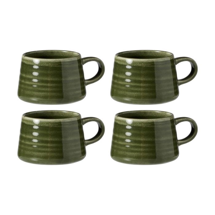 4PK Ecology Ottawa Stoneware Macchiato Cup Rustic Mug Moss Green 85ml