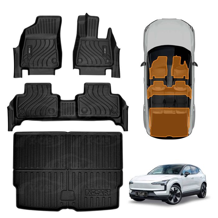 Floor Mats Boot Liner Set For Volvo Ex30 2024-onwards All Weather Heavy Duty Cargo Car Trunk Luggage Tray
