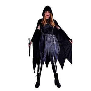 More Than Party Womens Grim Costume Hooded Cape Tattered Layered Dress XS/S