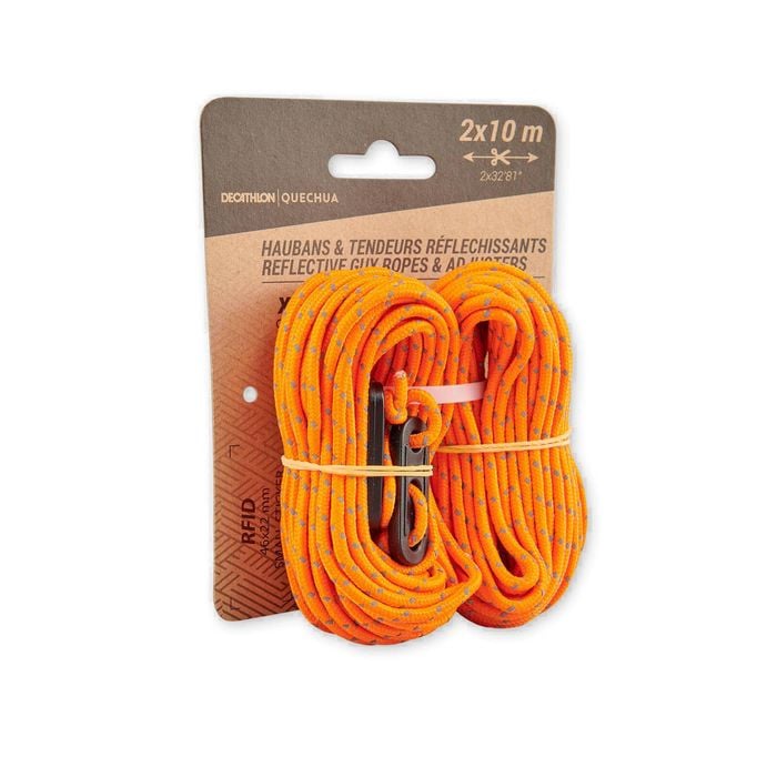 2 Guy Ropes & 4 Reflective Guy Lines For Tents - Fluro Orange