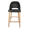Durafurn 750mm High Black Vinyl Semifreddo Bar Stool with Natural Beech Wood Legs