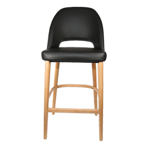 Durafurn 750mm High Black Vinyl Semifreddo Bar Stool with Natural Beech Wood Legs