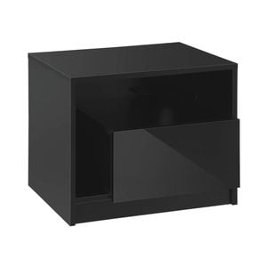 Oikiture Bedside Tables Set of 2 LED Side Table Drawers Nightstand Black