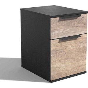 Modern Furniture TRIBECA 2 Drawer Filing Pedestal Cabinet - Warm Oak & Black