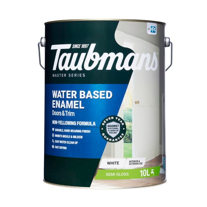 Taubmans 10L White Semi Gloss Water Based Enamel Paint