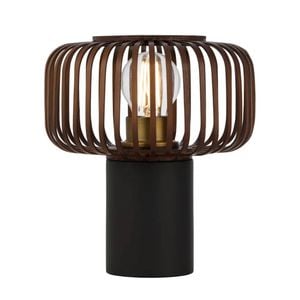 Telbix Sorens Contemporary Table Desk Lamp Light Bamboo Metal Black Brown Matte