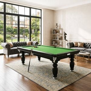 Topone 8ft Slate Pool Table Classic Billiard Table With Solid Wood Frame, Luxury Black Frame & Full Accessories - Black