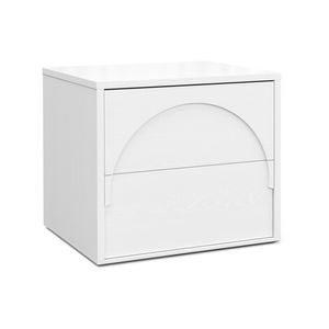 Aurora 2 Drawer Arch Bedside Table in White Oak
