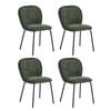 Oikiture 4x Dining Chairs Kitchen Accent Chairs Chenille Pad Metal Legs Green