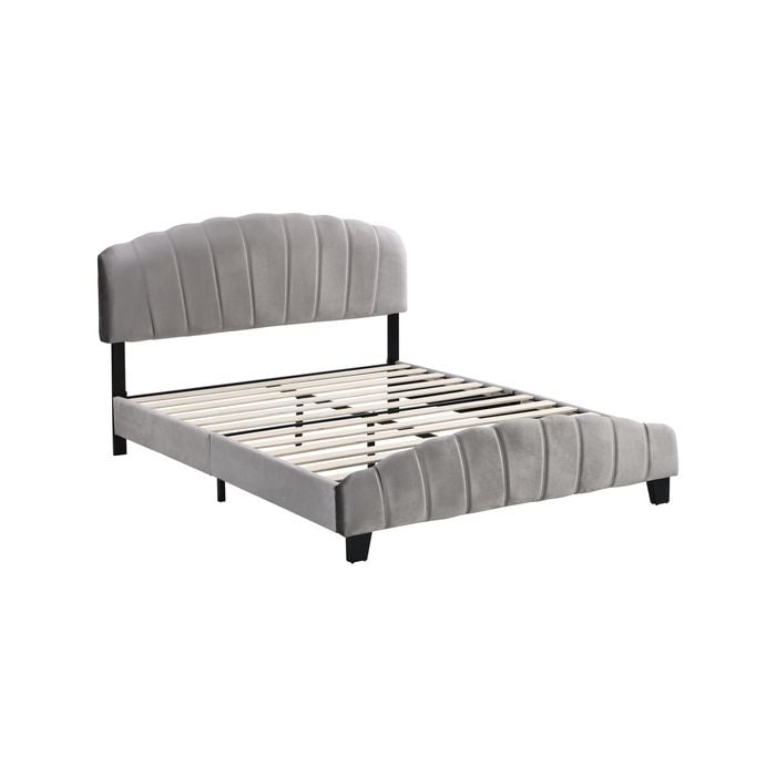 IHOMDEC Double Size Shell-Style Bed Frame Base Mattress Platform BEF04 Grey