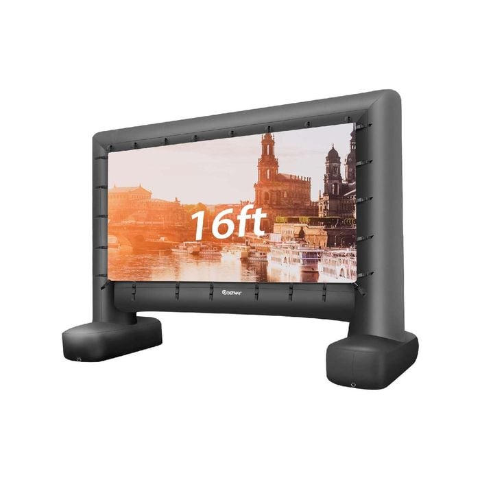 Costway 16ft Inflatable Screen Double-Sided All Weather w/150W Air Blower