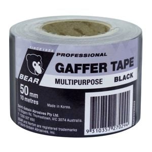 Bear 50mm x 10m Black Multipurpose Gaffer Tape - Black 10m