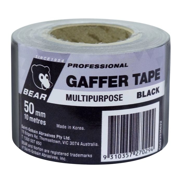 Bear 50mm x 10m Black Multipurpose Gaffer Tape - Black 10m