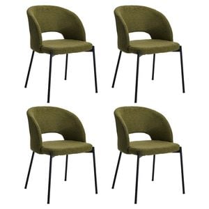 Oikiture 4PCS Dining Chair Sherpa Green&Black