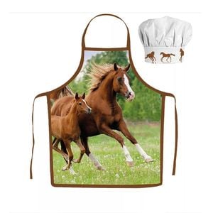 Sweet Home Horses Kids Apron And Chef's Hat Set