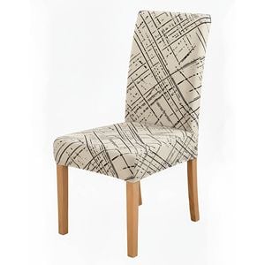 Anyhouz Chair Cover Beige With Black Sketch Elastic Slipcover