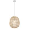 Telbix Rana Modern Pendant Hanging Lamp Light Metal Rattan Natural White