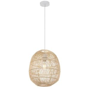 Telbix Rana Modern Pendant Hanging Lamp Light Metal Rattan Natural White