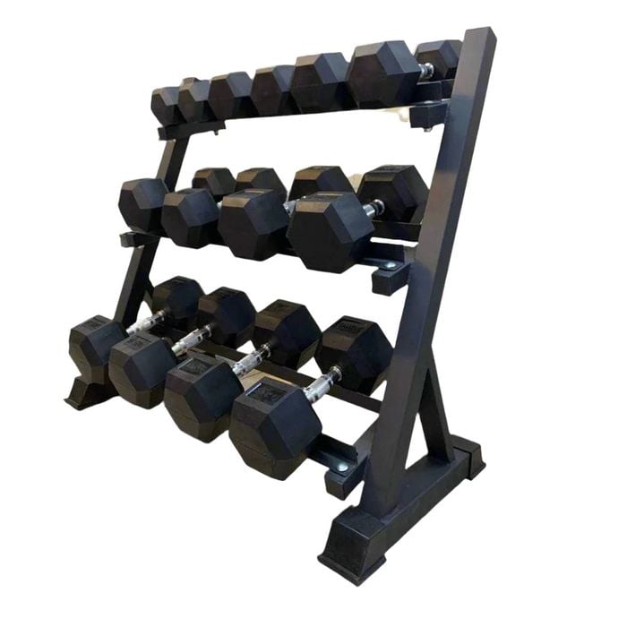 Brixx 25kg - 40kg Hex Dumbbell & Rack Set | 7 Pairs - 395kg Package