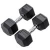 METEOR 15kg Pair Rubber Hex Dumbbells