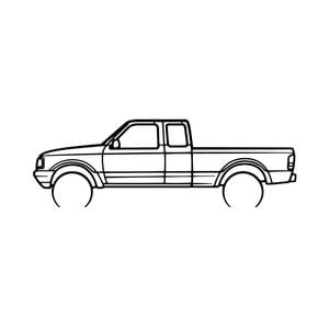 Ignite Laser Ford 1994 Ranger Silhouette Metal Wall Art Rustic Metal 23.6inch/60cm
