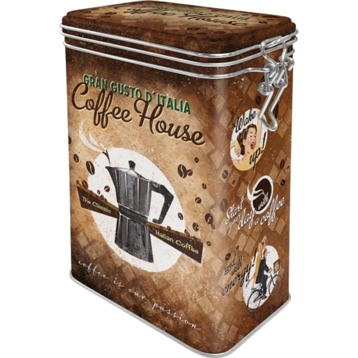 Nostalgic Art 17.5cm/1.3L Clip Top Tin Storage Coffee House