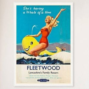 Galrie Vintage Fleetwood Lancashire Family Resort Travel Poster for Home Décor Wall Art, White Frame, A3 30 x 42cm (12 x 16inch)