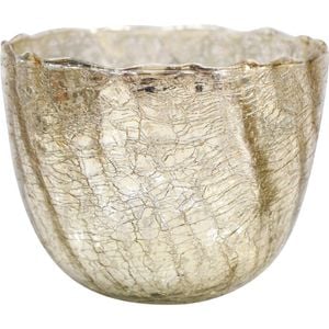 LVD Glass Crackled Nougat Votive Candle Holder Gold Large