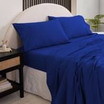 Royal Comfort Vintage Wash Cotton Sheet Set Double Royal Blue