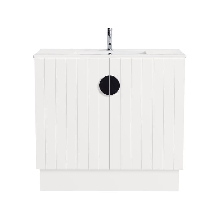 CIBO 900mm Freshwater White Full Height Bathroom Vanity With Black Handle