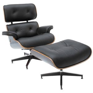 SK Designer Living | Replica Eames Lounge Chair & Ottoman | 4 Star Edition - Black