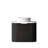 Attica Bentwood 600mm Black Oak Wall Hung Curve Vanity with Carrara Stone Top