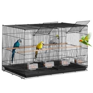 VEVOR Bird Cage Black Sturdy Metal with 5 Perches 4 Feeding Cups for Pet Toy