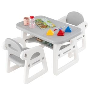 Costway 4-in-1 Kids Table Chairs Set Detachable Blackboard Activity Drawing Desk