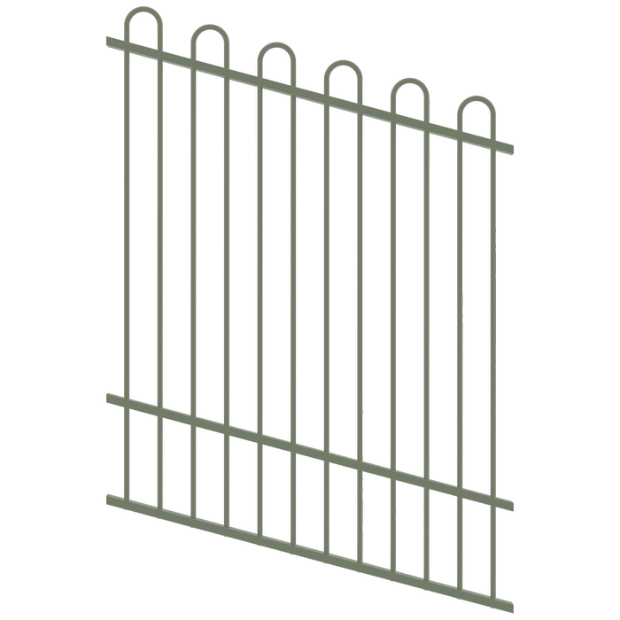 ProtectorAl 0350-1200W x 1500H Pale Eucalypt Loop Top Pool Fence Panel Raked Up to 15º