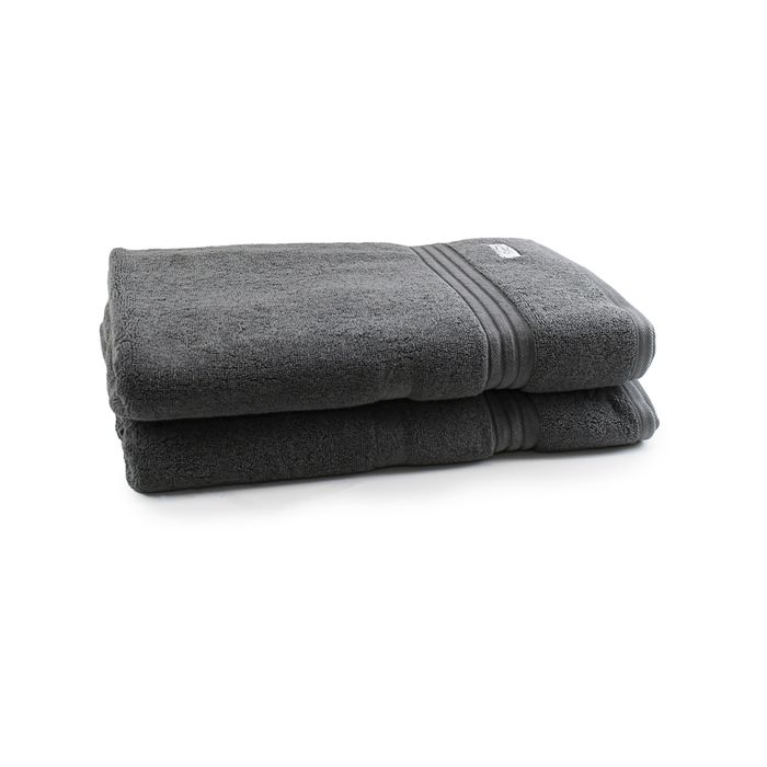 2pc Onkaparinga 90x167cm Flinders Bath Sheet 600GSM Charcoal
