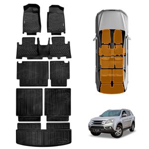 3D Floor Mats Boot Liners Set for Isuzu MU-X MUX 2013-2021 Cargo Kick Mats Back Seat Cover
