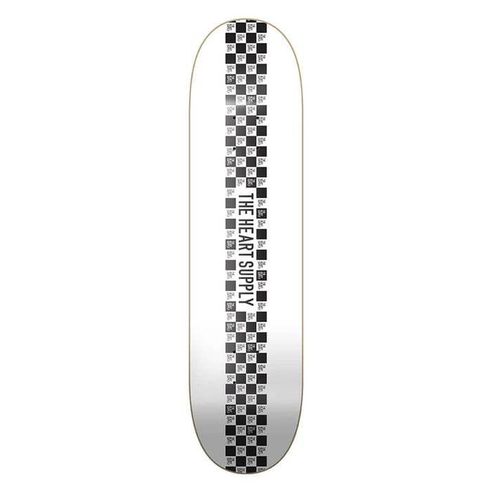 The Heart Supply Check Stripe Pro 8" Skateboard Premium Durable Deck - White