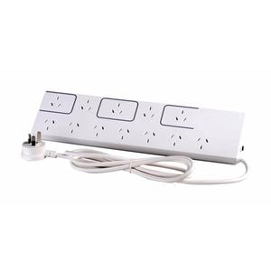 HPM Surge Protected 12 Outlet Powerboard with Transformer Spacings White