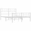 vidaXL Bed Frame with Headboard and Footboard Bed Base 135x190 cm White Metal